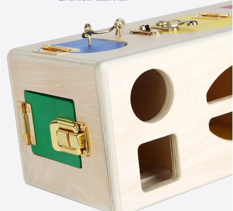 Wooden Montessori Lock and Shape Sorting Box