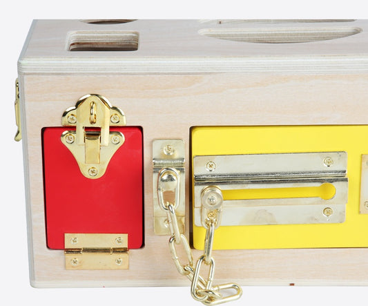 Wooden Montessori Lock and Shape Sorting Box