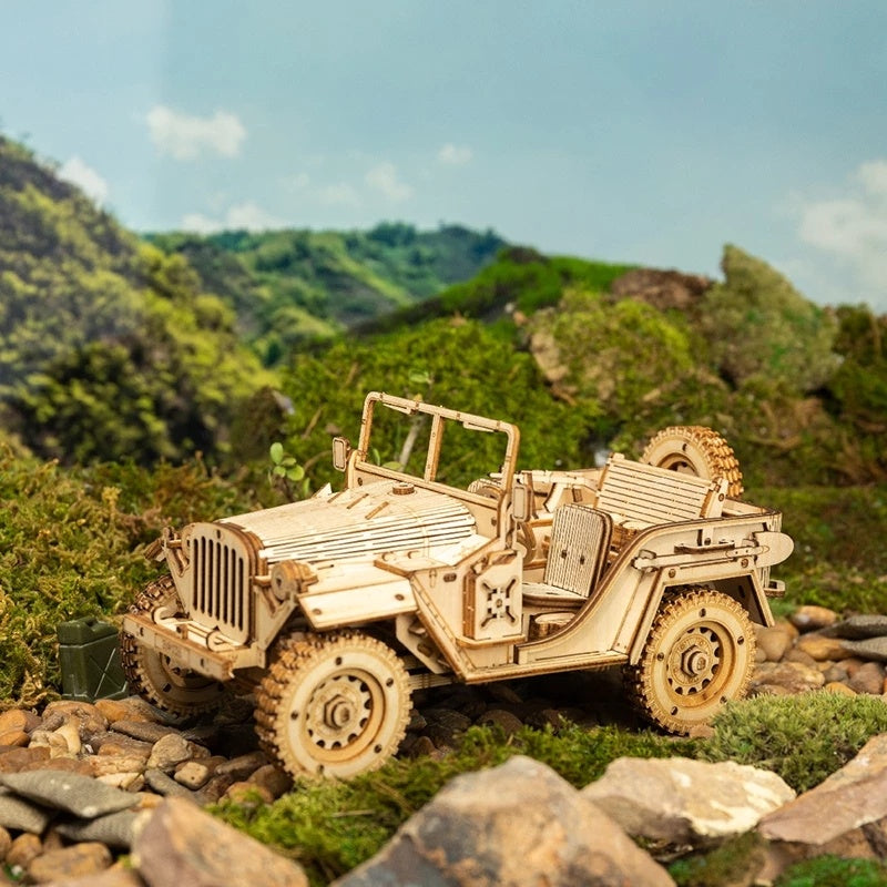 Wooden Military Vehicle Assembly Model Kit