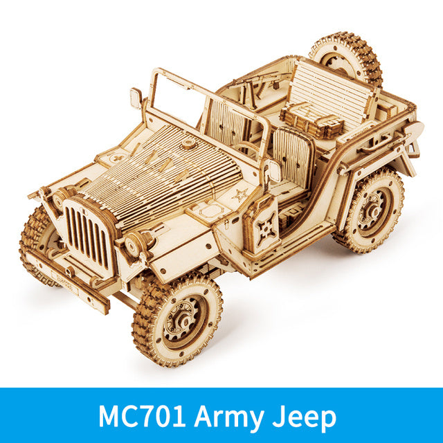 Wooden Military Vehicle Assembly Model Kit