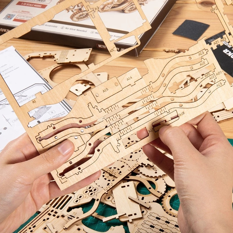 Wooden Military Vehicle Assembly Model Kit