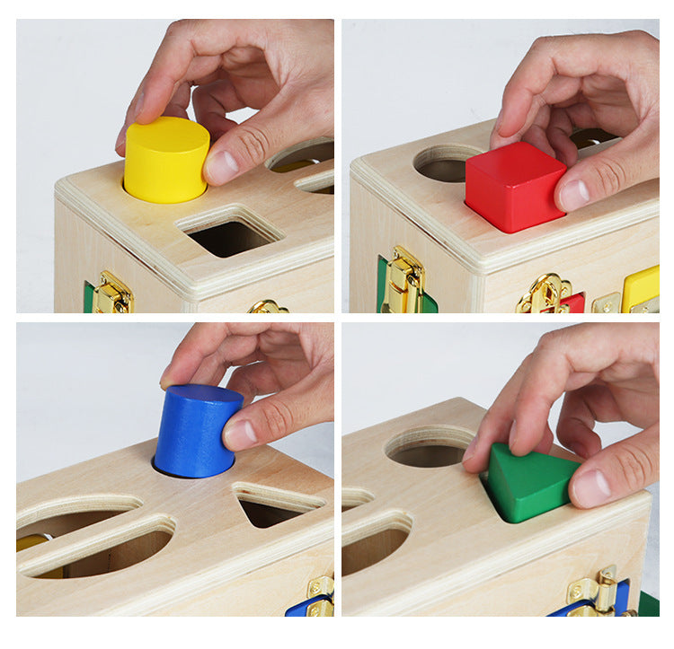 Wooden Montessori Lock and Shape Sorting Box