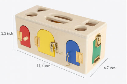 Wooden Montessori Lock and Shape Sorting Box